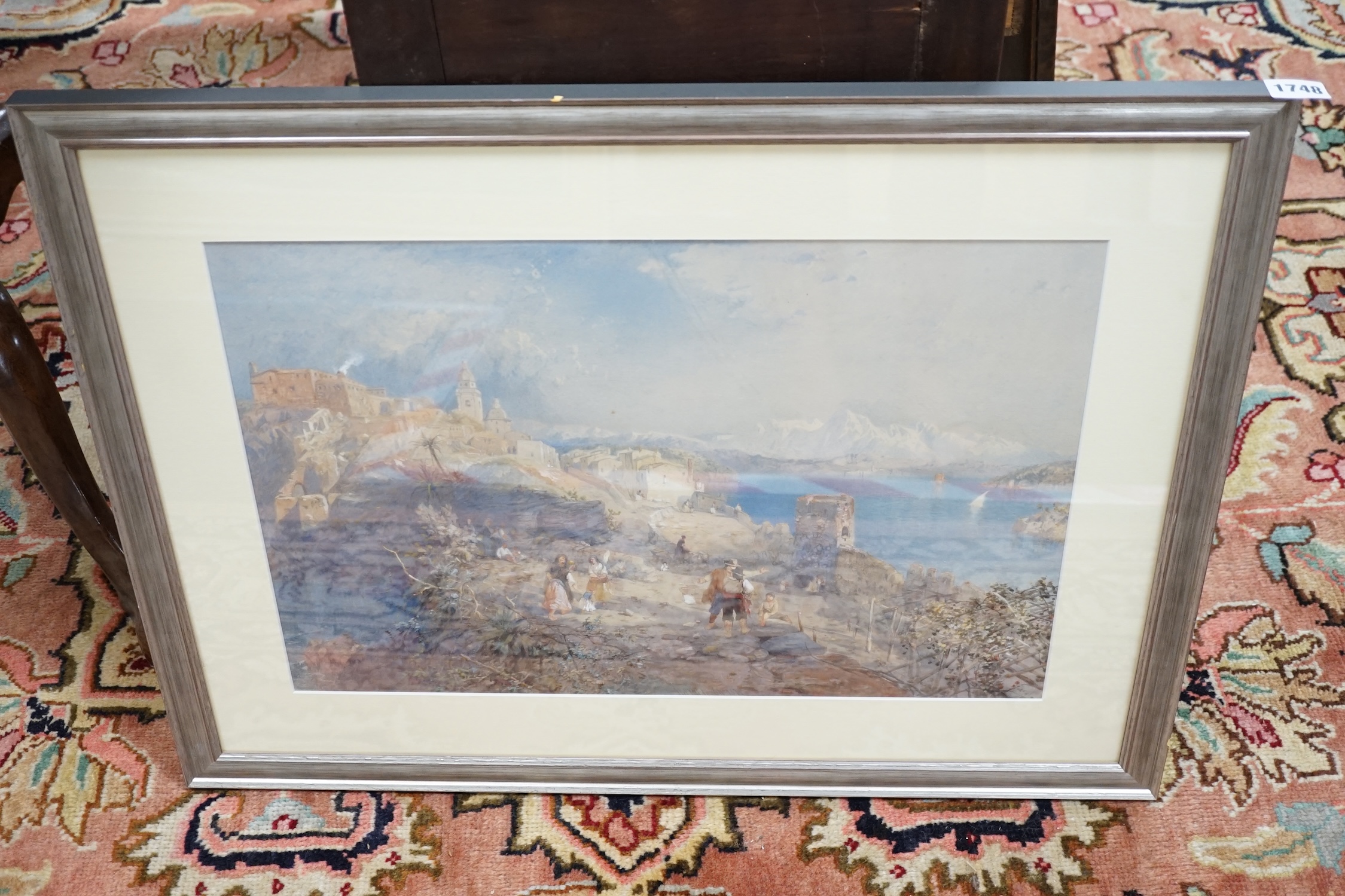 James Baker Pyne 1800-1870), watercolour, ‘Gulf of Spezia’, unsigned, details verso, 35 x 51cm. Condition - fair